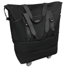 帶輪行李袋 可擴展運動包 旅行收納袋 大容量行李包 方便旅行運動收納, 黑色, 1個