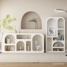 北歐風客廳洞穴櫃白色簡約收納陳列櫃子一體展櫃裝飾拱形書櫃, 1個, 黑色置物展示櫃,長120CM*寬24CM*高75CM