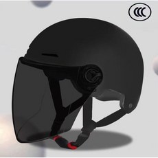 해피유통 헬멧 자외선 차단 배터리 카 헬멧 회색 남자 안전모 사계절 공용 렌즈 반모 jhzhq, 심플한 디자인-FREE, 블랙 선글라스-블랙