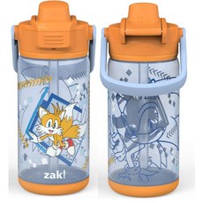 啵比小舖 美國zak! Beacon 兒童防漏吸管水瓶 - 兒童水壺推薦 安全材質, 1個, Sonic-橘, Sonic-橘, 16 OZ(473ml)