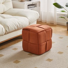 에코소라노 큐브 체크 패브릭 다채 사각 스툴, 레드