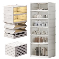 McEDA 일체형 폴딩 간편조립 아크릴 현관 신발장 정리함, 6단, 하이엔드