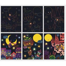 어린이집 미술활동 달그림 블랙페이퍼 긁기놀이 6p 오감발달 유치원 아이