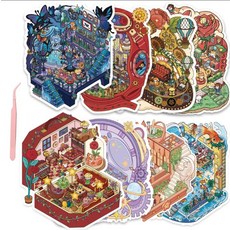 ZSYTZL 10장 대형 3D DIY 스티커 장면 귀여운 중국 설날 미니어처 북 성인 및 청소년을 위한 저널 휴대폰 병 장식용 핀셋이 있는 방수 조용한 책 - 봄 축제 11, 버터플라이 드림