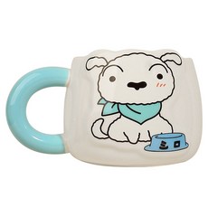 엠토이 짱구는 못말려 세라믹 머그컵 440ml, 흰둥이 블루, 1개