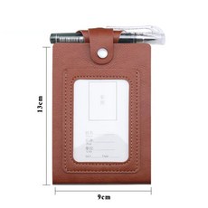 LongFatoys JINGHENG 휴대용 목걸이 숏 메모장 자 작업 가능 LOGO, 다크브라운