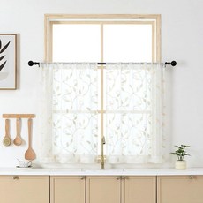 Aiyufeng Natural Sheer Curtains Tiers 36 Inchs Long 2 Panels Set for Bedroom Bathroom，Soft Airy Li