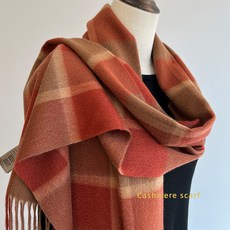 波爾多紅 Cashmere 蘇格蘭格紋純山羊絨圍巾 - 冬季保暖高檔圍脖