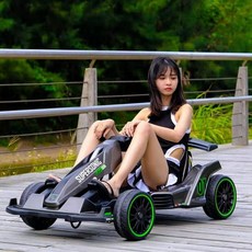 레이싱 카트 자동차 고카트 2인용 원격제어 성인가능 시트, 듀얼 드라이브(키즈워치 증정), 회색 12v25A 리튬 배터리, 1개