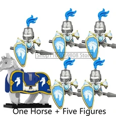 중세 병사 피규어 블록 울프 나이트 로마 황금 말 액세서리 소년 장난감 선물 N07, 17 C4-14-2VP22