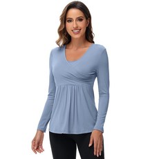 [ 758342 ] 대나무버드 여성용 임산부 긴소매 셔츠 수유 부드러운 탑 대나무 비스코스 의류 S~XXL 윈터 스카이
