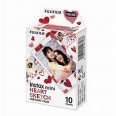 FUJIFILM instax mini 心形草圖底片 (10張入) - 拍立得底片，記錄生活點滴, 1個, mini 愛心底片20張