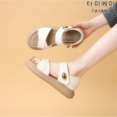 타이메이 여성용 여름 키높이 샌들 스트랩 통굽/쟁반굽 증가 가벼운 캐주얼 슈즈