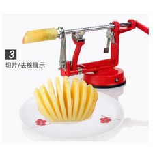 三合一創意外銷品無毒不銹鋼手搖蘋果削皮機 水果削皮去芯切片, 1個