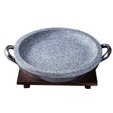 고기돌판 구이용 삽겸살 22cm돌솥 원형 미니 곱돌판 맥반석 돌판 업소용, H. 22cm 석재 냄비 나무 받침