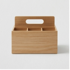 木質收納盒 六格設計 桌面整理架 筆筒 文具分類盒, 橡木, 1件