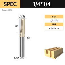 LIDIAO 생크 청소 바닥 조각 라우터 비트 카바이드 목재 밀링 커터 엔드 밀 목공 도구 6/6.35/12.7mm (Cutting Edge Length-3106)