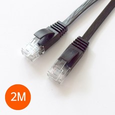 티테크놀로지 기가 랜선 평면 UTP CAT.6 평면 랜케이블 2M 블랙, 2M 블랙(T-F6UTP-2MB), 1개
