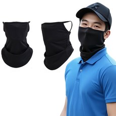 세렌디 여름 쿨넥워머 자외선차단 목토시 바라클라바 골프 등산 자전거 하이킹 러닝 마스크 인증제품, 블랙, 2개