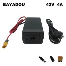 리튬 이온 전기 자전거 충전기 XT60 42V 36 볼트 37V 10S 전기 자전거 스쿠터 리튬 배터리 충전기 DC 36 V 4A, [02] DC, [02] EU