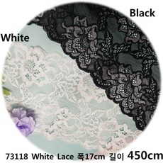 dklace 스판레이스 DK-8-73118-Rayon 폭 17cm 자가드 / 90cm (1yd) 단위 판매, White, 5개