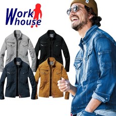 【Work house】BURTLE 巴特雷 5011 春夏款 耐磨 工作服 外套 長袖 彈性透氣 修身款, 牛仔風★45,3L, 1個