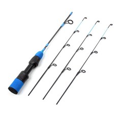 釣魚名人 55cm 3尖碳素冰釣竿 超軟超輕 便攜式 冬季釣魚竿, 藍色,55厘米三尖冰釣