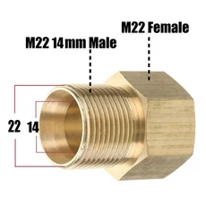 압력 와셔 커플러 어댑터 M22 암에서 15mm 수 피팅 육각 니플 파워 호스 4500 PSI, 02 B