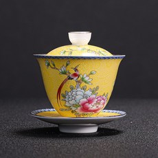 삼천리 무궁화 빈티지 도자기 찻잔, 황금색, 5개