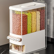 臺灣-出貨【新款熱銷】五穀雜糧收納盒分格米桶密封防蟲防潮按壓式家用2025新款米箱米缸 R7CH, 25斤裝【一鍵按壓出米/接米淘米兩用米杯, 1個