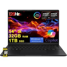 ASUS 비보북 S 14 AI 기반 노트북 14인치 3K OLED 120Hz 초박형 및 경량 AMD 10코어 Ryzen 9 365 Wi-Fi 6E 32GB RAM 1TB SSD, ASUS 비보북 S 14 AI 기반 노트북 14인치 3