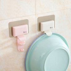 이노바쉬 무타공 대야걸이 다용도 접착식 후크 걸이, 1개, 라이트핑크