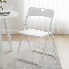 벨라까사 심플한 접이식 사각 식탁 보조의자, 1개, 화이트