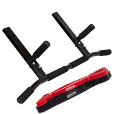 Iron Core Athletics Joist 마운트 풀업 바 보조 밴드 2개 포함 - 튼튼한 조이스트 장착 풀업/친 업 바 421490, JMPU 플러스 레드 및 블랙 밴드