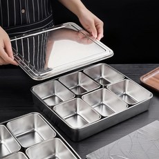 스텐양념통 6칸 뚜겅있는 스텐레스 반찬 냉장고 분리형 식재료 스텐가니쉬통, 1세트