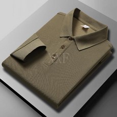 2025 春秋新款休閒長袖POLO衫 男 簡約舒適 精仿棉 翻領純色商務長袖POLO衫