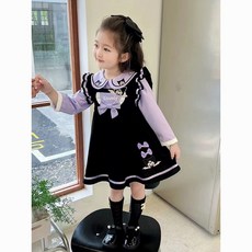 女童春秋季背帶裙套裝長袖連衣裙新款女寶寶可愛甜美庫洛米公主裙