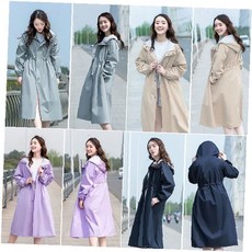 여성 트렌치코트 후드 롱코트 벨트 아우터 봄가을 캐주얼 데일리 오버핏 윈드브레이커 방풍, 1개, 상세페이지 참조