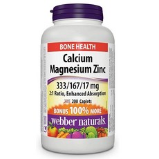 Webber Naturals 칼슘 마그네슘 아연 영양제 Calcium Magnesium Zinc 200정, 1개
