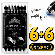 아크배라 지워지는 볼펜 0.5mm 지워지는펜 필기용 볼펜, 12개, 블랙