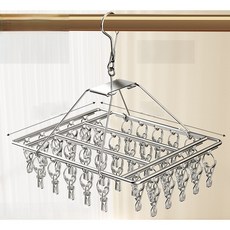 曬衣架 4mm加粗鋼材 40夾 防風立體 曬衣夾 晾衣夾, 304不鏽鋼原色, 1個