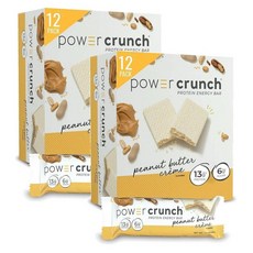 Power Crunch 파워 크런치 프로틴 와퍼바 고단백 땅콩버터 크림 12p 480g, 2개