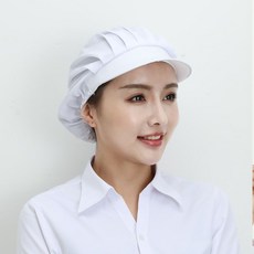 軒之新 廚師帽 防油煙 滌棉 女廚房時尚帽子 JHD1WA, 1個, 白全佈A