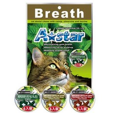 A STAR 貓星形 薄荷潔牙骨，潔牙護齦，清新口氣，星形趣味造型，貓咪潔牙零食, 15g, 6個, 原味 3袋