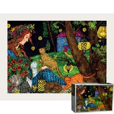 퍼즐피플 명화 500피스 1000피스 직소퍼즐 바비퍼즐 시리즈, 소녀와 고양이 500피스 액자포함(우드화이트), 1개