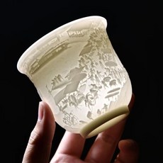 清明上河圖圖案羊脂白瓷茶杯個人專用, 1個, 清明上河圖 1個裝