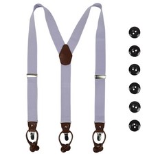 PAPA LEGGENDA Y-Back 남성용 조절 가능한 서스펜더 3.6cm(1.4인치) 너비의 남성용 멜빵 Elasitc 버튼 및 3개의 금속 클립 포함 퍼플.