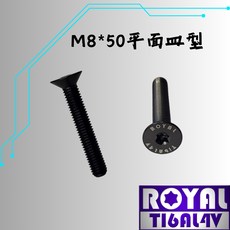 【瘋螺絲】ROYAL 鈦合金螺絲 M8*50F皿平 P:1.25 飛碟頭 64鈦/正鈦/鈦合金螺絲 出貨附發票 帝王黑, 1個
