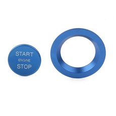 藍色鋁合金一鍵啟動按鈕蓋2件套 適用於15-22 Discovery Sport, 1個