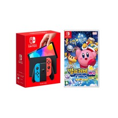 닌텐도 스위치 OLED 네온블루/레드 본체 + 별의 커비 Wii 디럭스